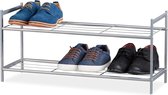 Schoenenrek met 2 lagen voor 6 paar schoenen - Metalen rek - HBD: ca. 33.5 x 69.5 x 26 cm - Zilverkleurig boot tray