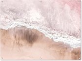 Tuinposter - Tuindoek - Tuinposters buiten - Zee - Strand - Roze - Natuur - 120x90 cm - Tuin