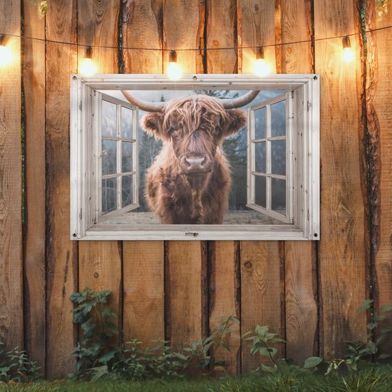 Affiche de jardin Scottish Highlander - Vache - Berg - Transparent - 120x80 cm