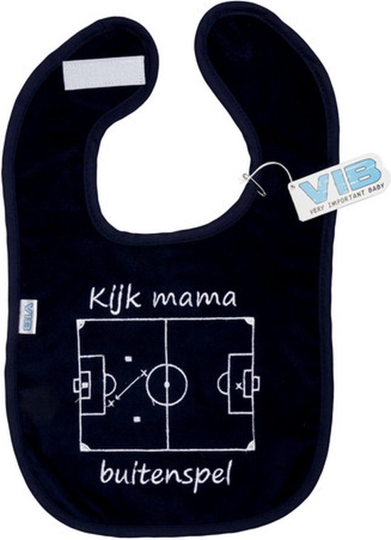 VIB® - Slabbetje Luxe velours - Kijk mama buitenspel (Voetbalveldje) (Navy) - Babykleertjes - Slabbetjes - zwangerschap aankondiging - baby aankondiging van VIB® — afbeelding 2