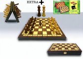 Chess - Schaakbord - schaken - 44CM - extra koninginnen - Magnetisch - Hout - Opklapbaar bord - Schaakspel