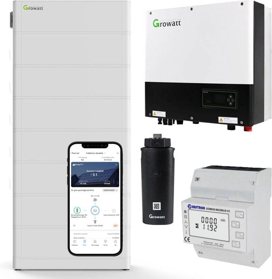 Foto: Growatt sph5000tl3 bh up 5kw hybride omvormer met 17 9 kwh thuisbatterij