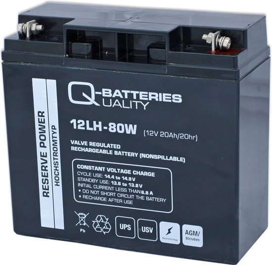 Q-Batteries 12LH-80W LH 12V 20Ah AGM