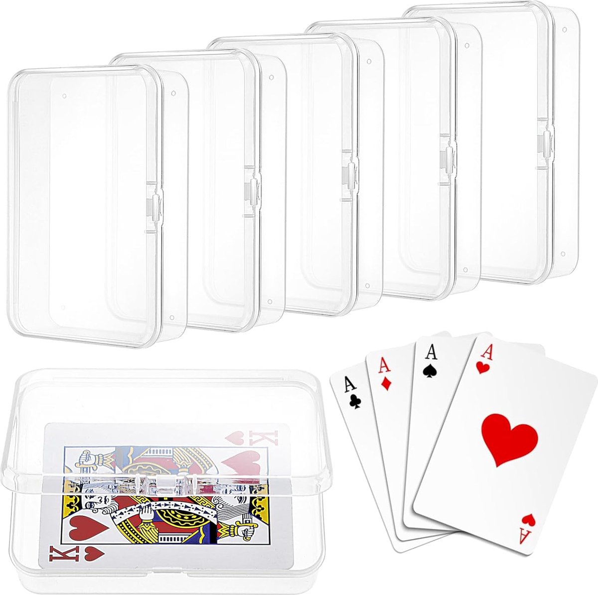 Speelkaarten Speelkaarthoesjes 5 stuks doorzichtige plastic kaartdekdoos plastic hoesje voor speelkaarten kaarthouderdoos verzamelbare ruilkaartenhoezen voor MTG TCG elk hoesje voor 100 stuks kaarten