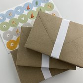 100 C6 Kraft enveloppen + 100 sluitstickers - 11,4 x 16,2 cm - Gerecyclede enveloppen - Eco-enveloppen