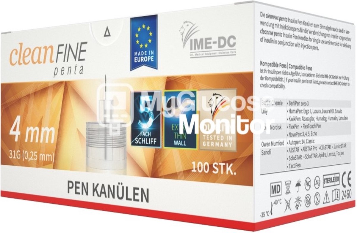 Goedkoopste cleanFINE Penta - insuline pennaalden - 4MM 31G (100 stuks