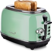 Korona 21665 | Broodrooster | 2 sneetjes | Roosterniveau-indicator | Ontdooien | Roosteren | Opwarmen | 810 watt | Broodjesopzetstuk | Kruimellade | Toaster voor geroosterd brood | Kleur: Mint-groen