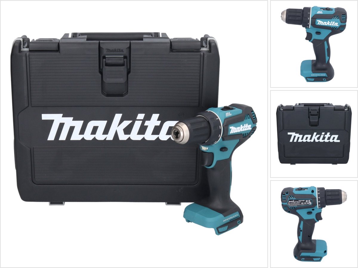 Makita DDF 485 ZK accuboormachine 18 V 50 Nm borstelloos + koffer zonder accu zonder lader