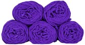 Set 5 bollen dikke wol paars - chunky garen - haken - breien - 7 mm breed - 235 meter - perfect voor amigurumi