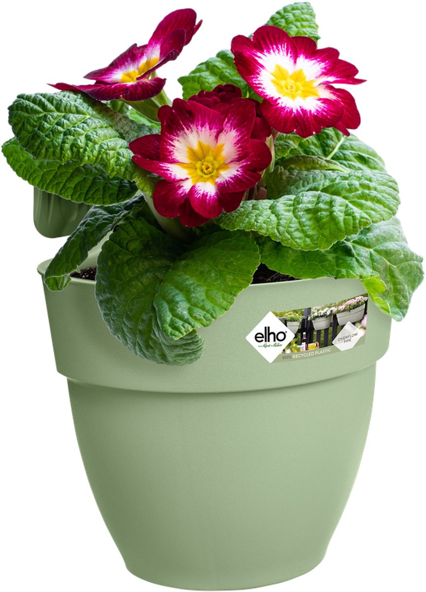 Elho Vibia Campana Easy Hanger S 21 - Balkonbak met Ophanghaken - 100% Gerecycled Plastic - Ø 20.5 x H 26.5 cm - Pistachegroen