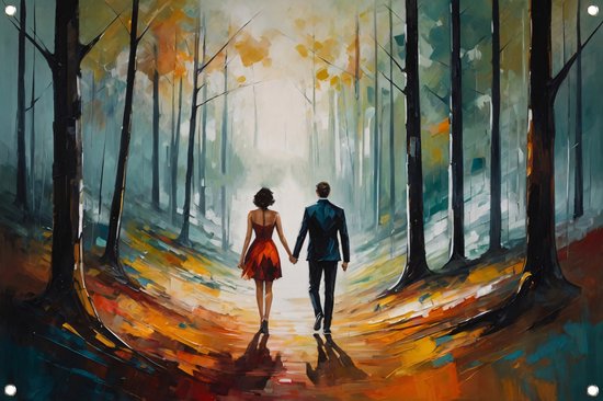 Koppel posters - Mensen posters - Tuinposters Bomen - Schutting decoratie - Tuinschilderijen voor buiten - Wanddecoratie tuinposter 150x100 cm