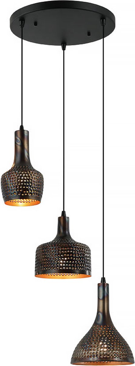 Freelight Hanglamp Fueco 3 Lichts Ø 35cm Bruin Zwart