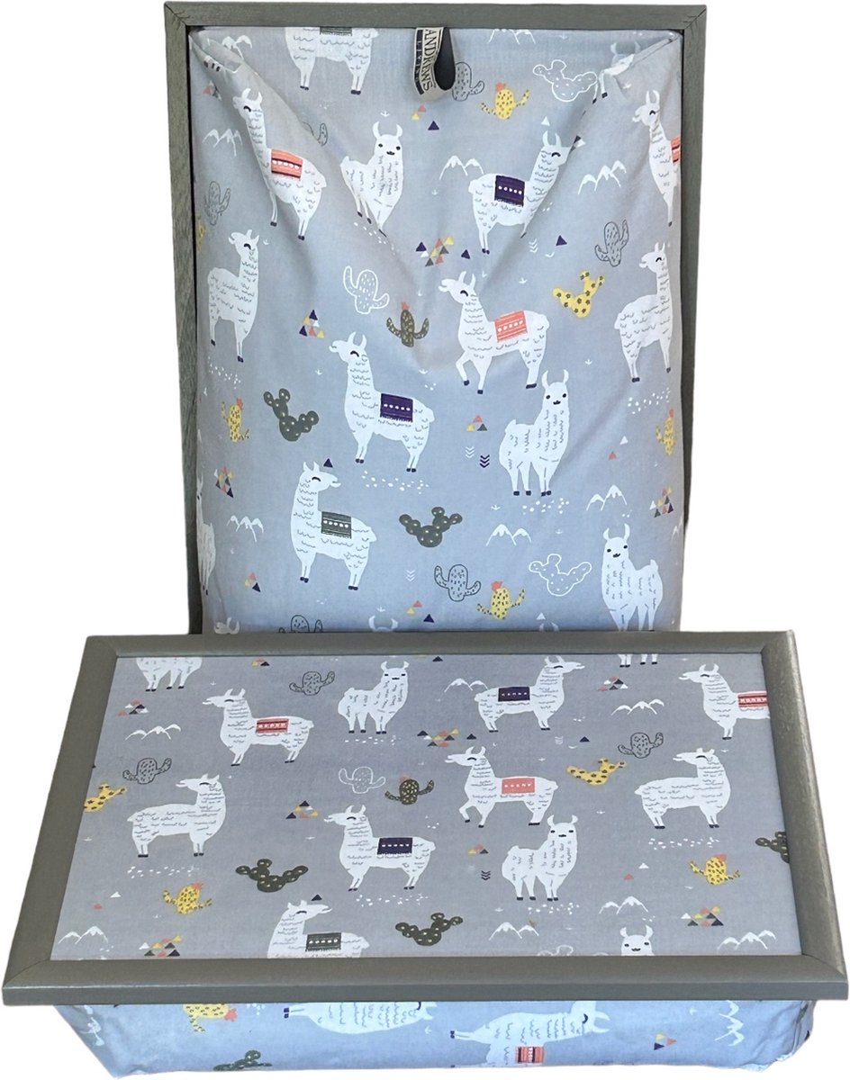 Andrews Laptray, Schoottafel, Schootkussen, Laptoptafel, Dienblad met Kussen Alpaca