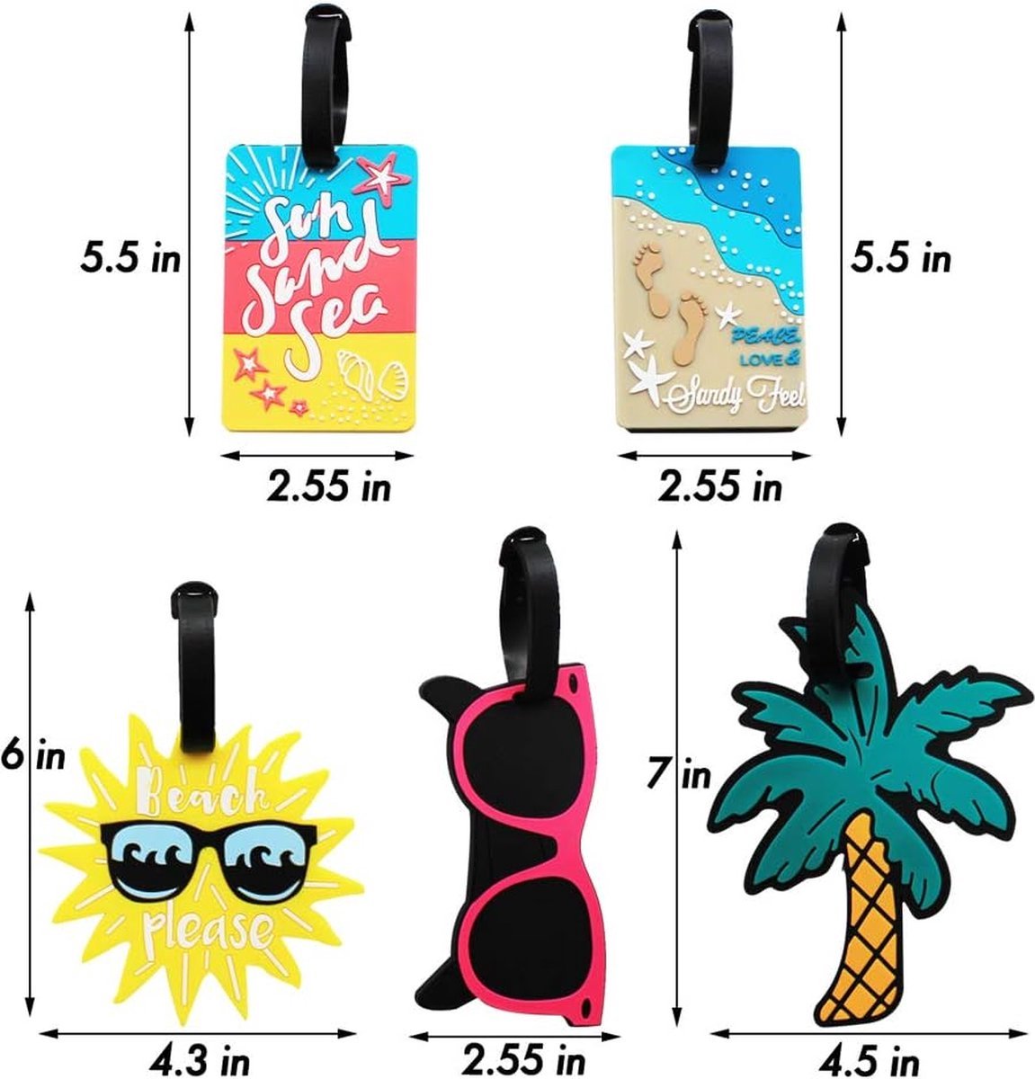 Bol.com BOTC Kofferlabels - Silicone Bagagelabel - 6 stuks Kofferlabel - Reisaccessoire - Kofferlabel voor Koffers - Meerdere Kl... aanbieding