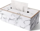 Andyou Tissue Box - Kunstleer - Marmerlook - Waterdicht - Wit