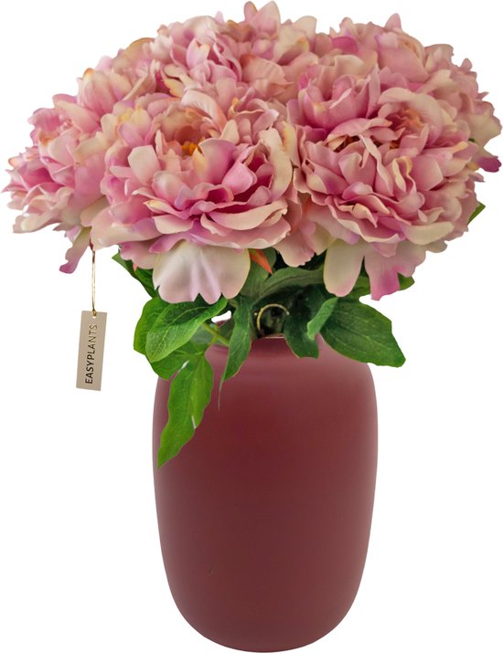 Bouquet artificiel - Easyplants - Pivoine Pink Clair - 39 Cm - Bouquet en Soie - Bouquets Artificiels