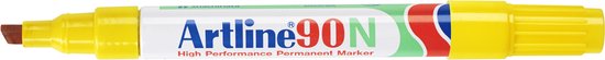 Gele Artline 90N permanente marker met beitelpunt, 2.0-5.0 mm.