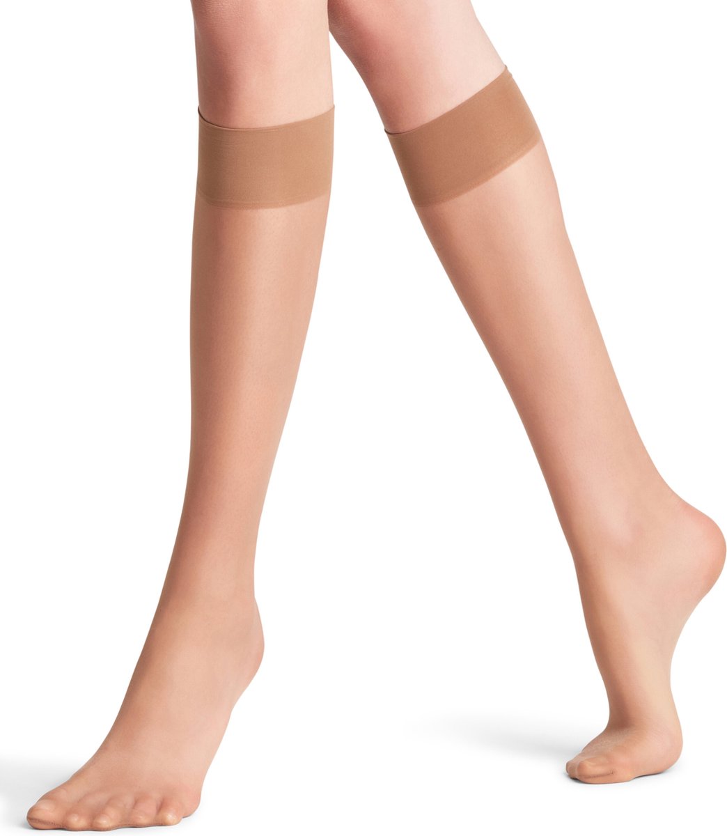 Falke Seidenglatt eenkleurig materiaal Sheer 15 DEN kniekousen dames transparant-42 beige 4299