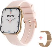 DARZ MOAB Smartwatch - Smartwatch Heren & Dames - HD Touchscreen - Horloge - Stappenteller - Bloeddrukmeter - Saturatiemeter - Hartslag - Roze - iOS en Android