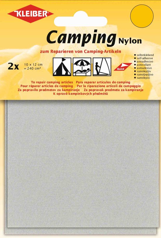 Reparatiepads Camping nylon zelfklevend Voor tenten, kampeer- en vrijetijdsartikelen. 2 stuks Licht Grijs 10x 12 cm van CampaTex — afbeelding 2