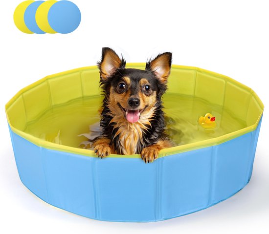 Nobleza R4B - Opvouwbare hondenzwembad - 80x20 cm - Zwembad voor dieren - Blauw/Geel