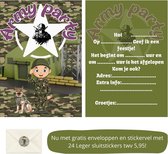 Uitnodiging kinderfeestje - Kinderfeest - Uitnodigingen - Verjaardag - Inclusief enveloppen - Eigen design en print - Wenskaart - Leger - 20 stuks - A6