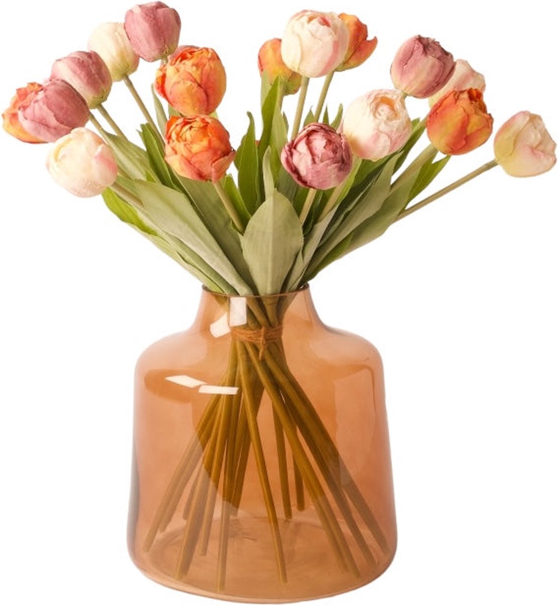 WInQ - Kunsttulpen in een boeket in diverse voorjaarskleuren- excl. vaas-zijden bloemen-kunstbloemen