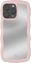 xoxo Wildhearts Wavy mirror case Pink telefoonhoesje - Geschikt voor iPhone 15 Pro Max - Golvend spiegelhoesje - Wolken hoesje - Schokbestendig - Cloud case - Silicone case met spiegel - Roze