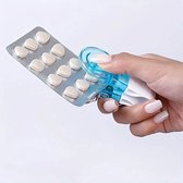 Pillenuitdrukker - pillen gemakkelijk en snel uit een pillenstrip halen - pillen uitdrukker - blauw met wit