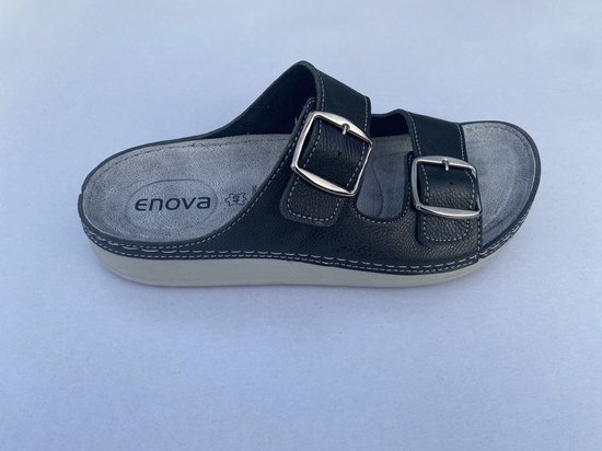 Enova Slippers Heren Sandalen Heren Zwart PU Leer