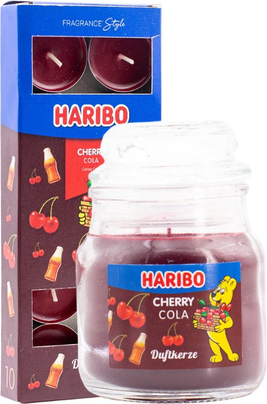 Haribo kaarsen Cherrycola set 2 - 1x klein 1x theelicht