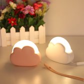 Delaveek-Creative Cartoon Cloud Nachtlampje - Roze/Wit - Warm/Wit - 1200mAh - USB Oplaadbaar - Twee Gemengde Verpakkingen