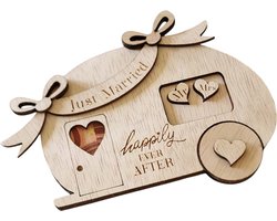 Houten caravan Just Married geldcadeau