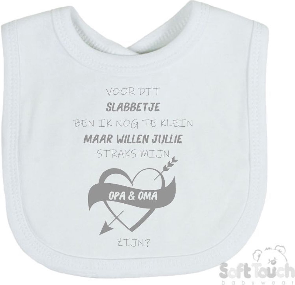 Goedkoopste Soft Touch Slabber Slabbetje Slab Zwangerschap Aankondiging 2.0 Voor dit slabbetje ben ik nog te klein maar willen jullie straks mijn opa & oma zijn Unisex Katoen Wit/grijs Maat 33x22 Cm