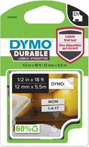 DYMO originele D1 Duurzame labels | Zwarte Tekst op Wit Label | 12 mm x 5,5 m | zelfklevende etiketten voor de LabelManager labelprinter | gemaakt in Europa