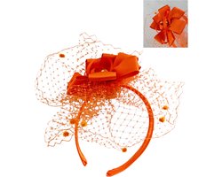 Mooie Handgemaakte Fascinator Oranje Bloem, parels en Gaas -diadeem/tiara/sluier Oranje bloem haarband | Smart Casual| Gala |TeaParty| Prinsjesdag| Cocktail| Nederland koningsdag feest