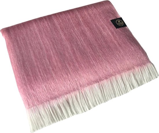 Alpaca D'Luxe Sjaal - Roze - Scarf - Handgemaakte sjaal - Sjaal van alpacawol - Luxe Cadeau - Duurzaam - Sjaals Dames - Sjaals Heren - Shawls - Zacht en Warm - Damesmode - Herenmode - Pink - White - Wit - Dameskleding - Accessoires - Comfortabel