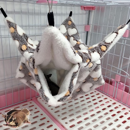 Foto: 2 stks pet cage hangmat double layer hamster opknoping bed sack swing warm kleine dieren katoen kooi slapen nest fretten hideout accessoires toy sugar glider gerbil chinchilla cavia