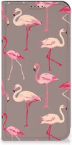 Stand Case Geschikt voor Samsung Galaxy A55 Hoesje met naam Flamingo