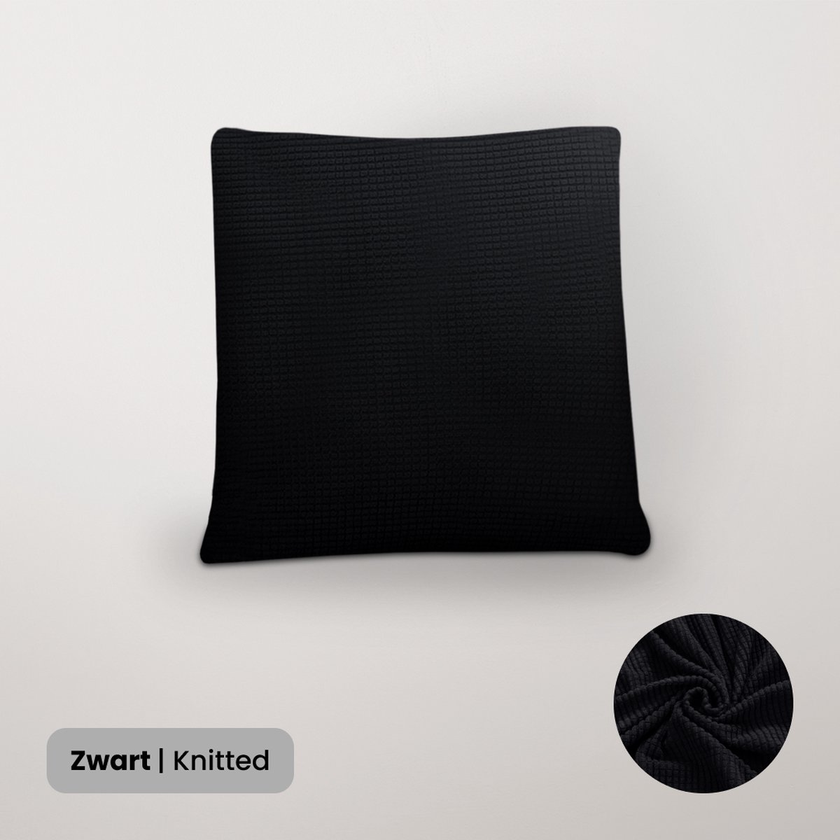 BankhoesDiscounter Knitted Kussenhoes – 45x45cm – Zwart – Kussensloop – Kussenovertrek – Kussenhoes 45x45