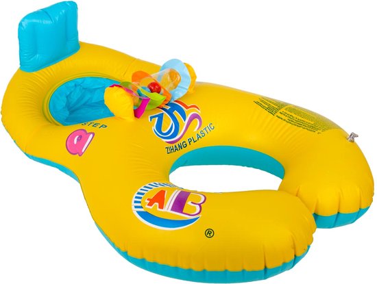 Playos® - Zwemband - Moeder en Baby - met Zitje - Rugleuning - Peuter en Baby - Zwemring - Babyzwemband - Babyfloat - Zwemtrainer - Opblaasbaar - Zwemstoel - Handvaten