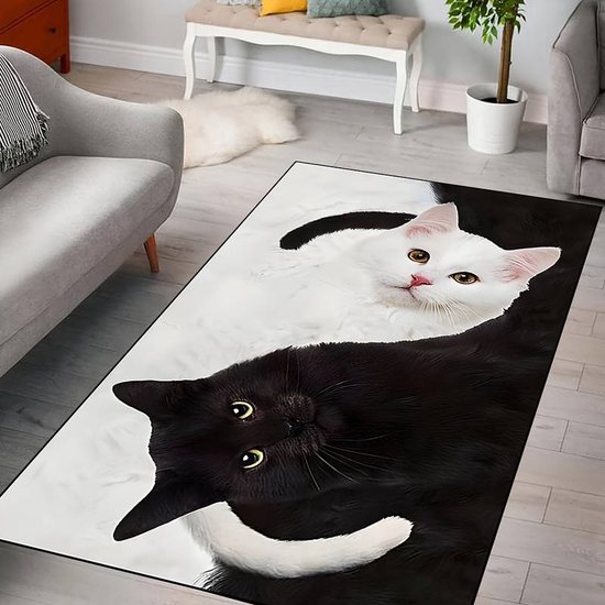 Vloerkleed katten - poezen - antislip - tapijt - keukenkleed - salontafel kleed - woonkamer - slaapkamer - 80 x 120 cm