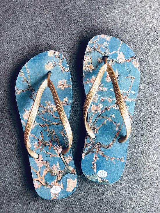 Owniez Flip Flops - Vincent van Gogh 'Amandelbloesem' Slippers - Dames - Comfortabele en Duurzame Slippers - Maat 41/42