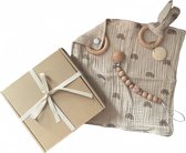 Set cadeau Bébé - Cadeau de maternité 3 pièces - Beige avec motif arc-en-ciel amusant - Cadeau Bébé unisexe - Coffret cadeau - Baby Shower - Visite de maternité