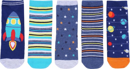 5 Blauwe kosmos sokken