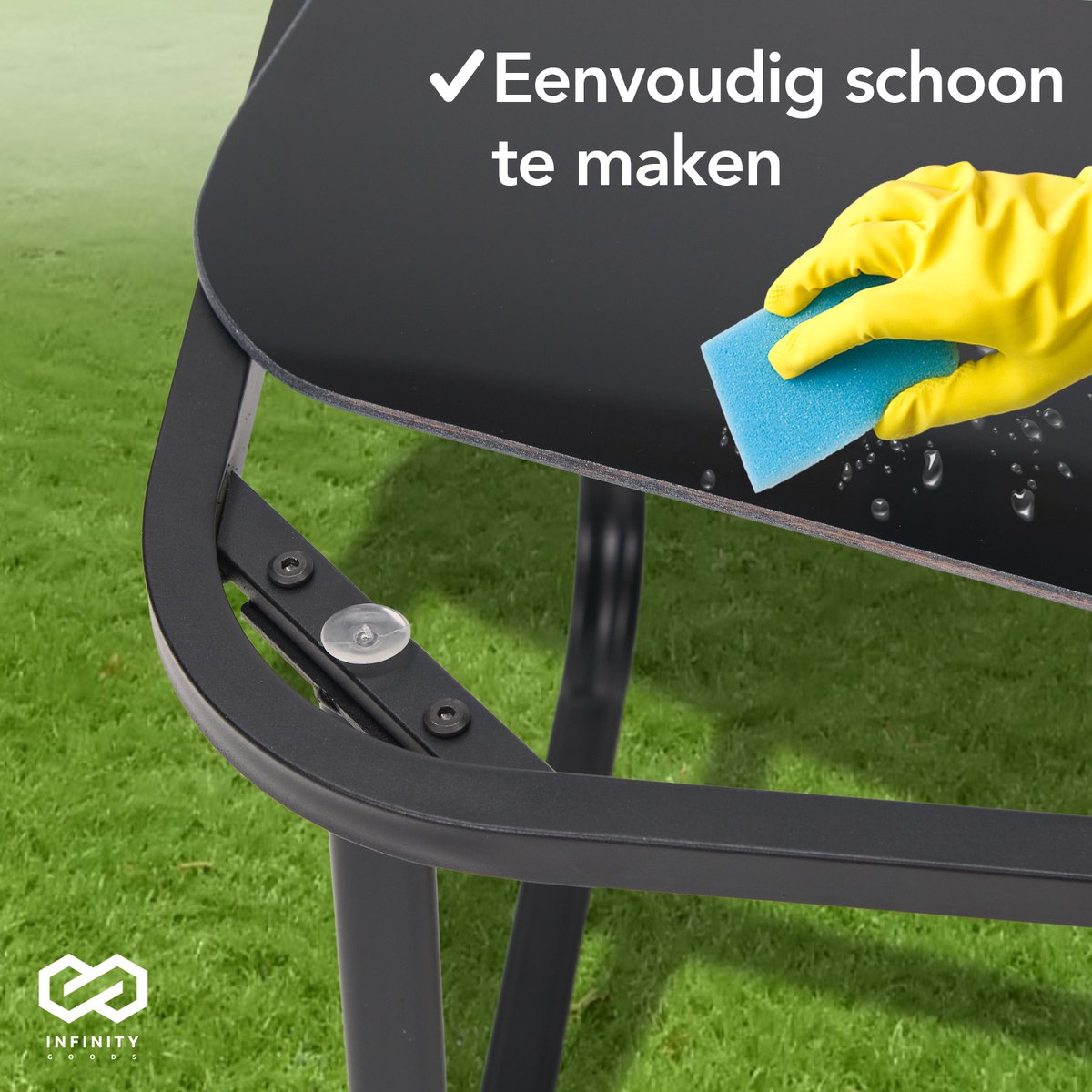 Infinity Goods Tuinset - Loungeset - Tuinmeubelen - Tuinbank - Tuinstoelen - Tuintafel - Glazen blad - 4 Persoons - Zwart/Antraciet thumbnail 7