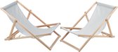 ligstoelen - 2 comfortabele houten ligstoelen - ideaal voor het strand, balkon en terras - askleur