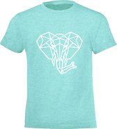 Be Friends T-Shirt - Olifant - Kinderen - Mint groen - Maat 4 jaar