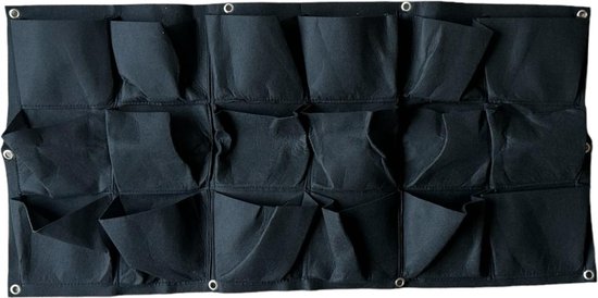 Horizontale tuin met 18 Plantenzakken voor Buiten en Binnen - Hangende Plantenzak - 100 cm x 50 cm - Hangende Moestuin - Plantenwand - Verticale Tuin - Plantenzakken voor 18 planten - Plantenmuur