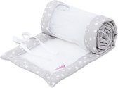 Nestje mesh-piqué / bedomranding voor bijzetbed / stootbescherming voor babybed, geschikt voor model Maxi, Boxspring, Comfort en Comfort Plus, parelgrijs sterren wit